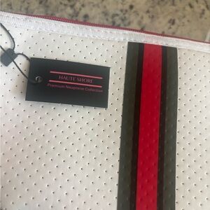 Haute Shore Neoprene Bag with Red and Black Stripes